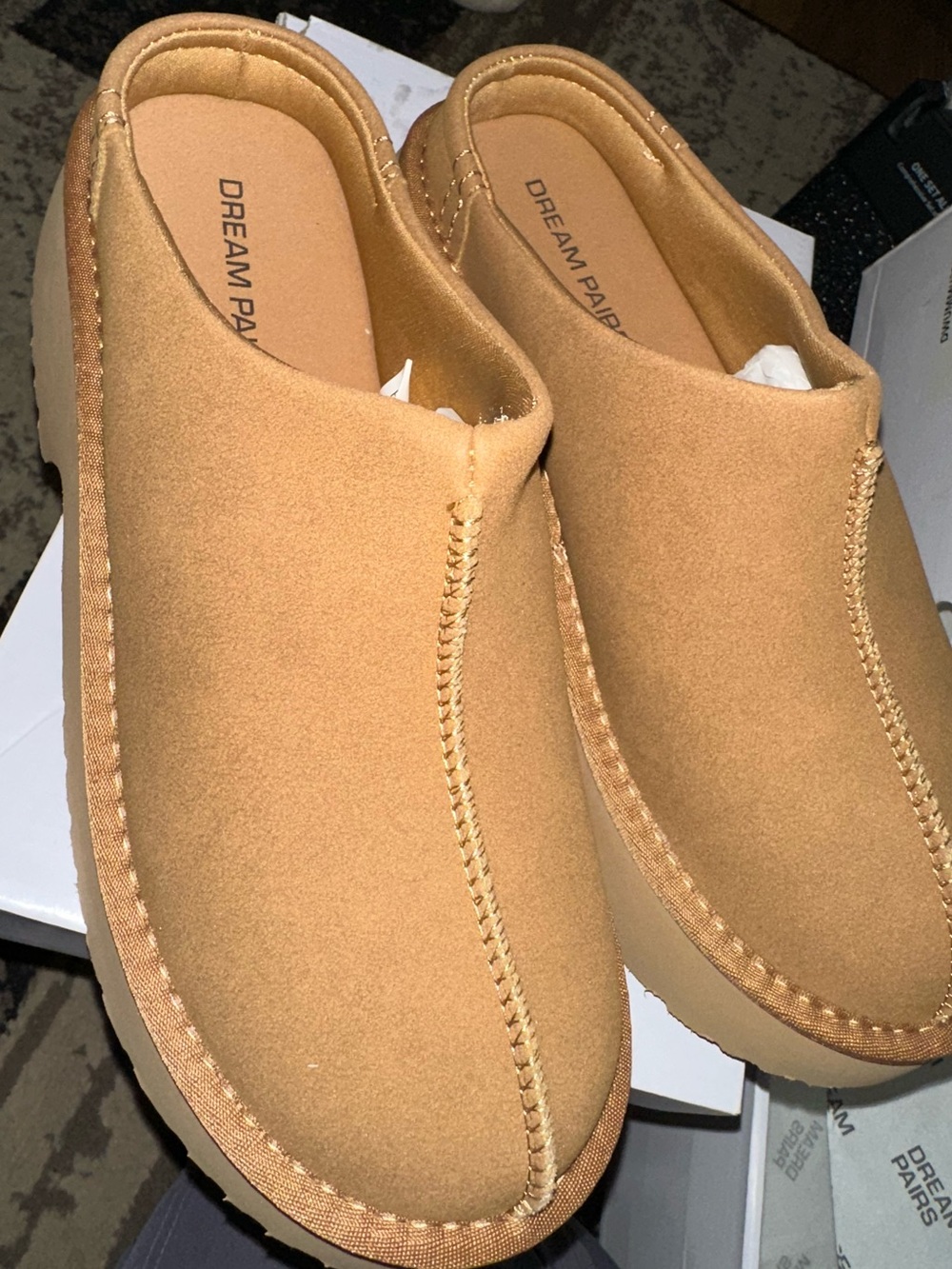 Slip-On Platform Loafers/Mules - Tan - Picture 4 of 6